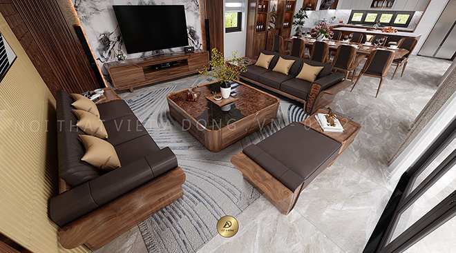 Bộ bàn ghế sofa gỗ óc chó cực đẹp cho biệt thự sang trọng - 5