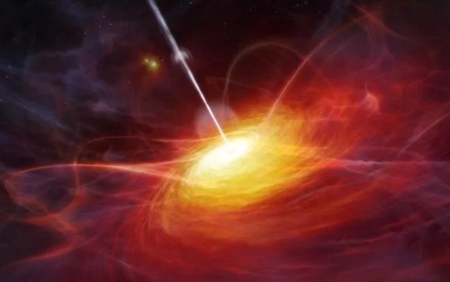 Ảnh đồ họa mô tả một lỗ đen quái vật dạng chuẩn tinh - Ảnh: ESO