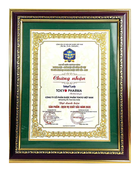 Gel phụ khoa Tokyo Lady vinh dự đón nhận danh hiệu “sản phẩm - dịch vụ xuất sắc năm 2020”