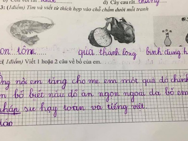 Giáo dục - du học - Cô nhóc làm bài văn tả bố, đang viết dở nghề nghiệp bỗng xóa vội khiến chị gái kêu lên: Không biết ai bày cho nữa!