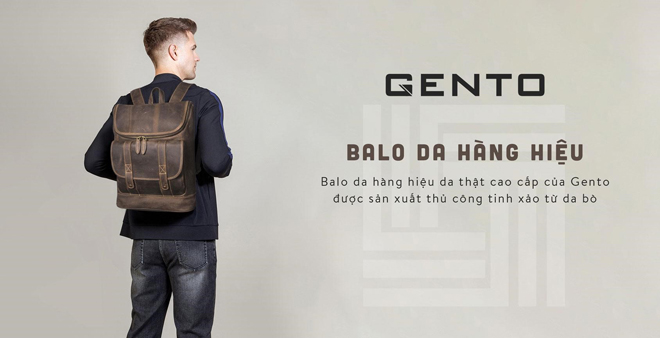 Balo da nam Gento - Chất liệu bền bỉ, kiểu dáng tiện dụng