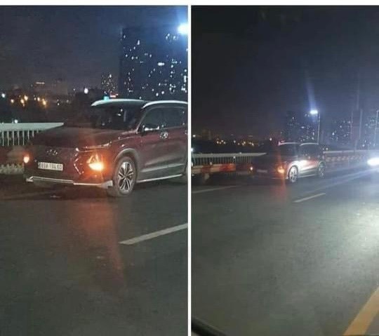 Xe ô tô của anh Hưng đỗ trên cầu Thăng Long nhưng không có người