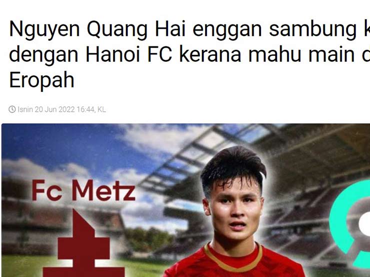 Quang Hải sắp đá bóng tại Pháp, báo Malaysia coi là hình mẫu cho cầu thủ Đông Nam Á