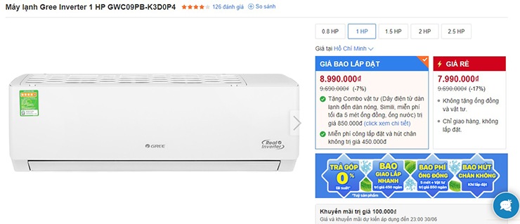 Máy lạnh Gree Inverter 1 HP GWC09PB-K3D0P4.