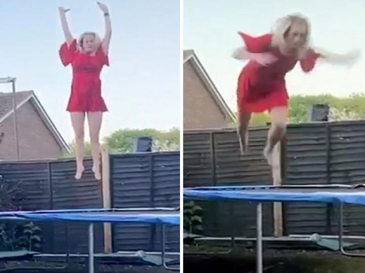 Bạn trẻ - Cuộc sống - Clip: Người phụ nữ nhận cái kết đắng khi chơi bạt lò xo