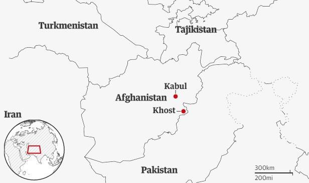 Địa điểm xảy ra động đất nằm gần biên giới Pakistan. Ảnh: The Guardian