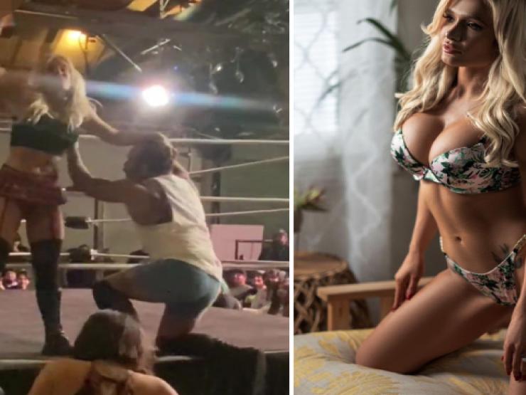 Thể thao - Người đẹp WWE mặc hớ hênh, dùng "vũ khí tế nhị" tấn công đối thủ nam