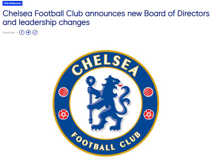 Chelsea ra thông báo chính thức về thay đổi ban lãnh đạo