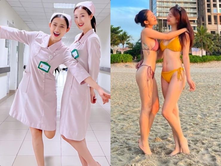 Đời sống Showbiz - 2 nữ y tá "trốn việc đi tắm biển" thu hút mọi ánh nhìn