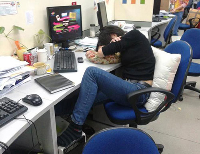 Giấc ngủ vội chỉ có chị em văn phòng mới hiểu.
