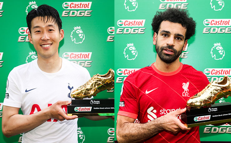 Son Heung Min và Mohamed Salah cùng có 23 bàn thắng để chia sẻ danh hiệu "Chiếc giày vàng" dành cho "Vua phá lưới giải Ngoại hạng Anh" mùa giải 2021/22