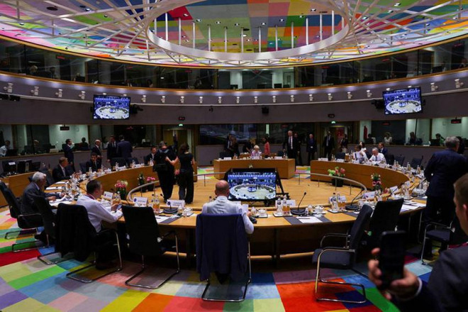 Phiên làm việc ngày 23-6 của Hội nghị thượng đỉnh EU ở thủ đô Brussels (Bỉ). Ảnh: REUTERS
