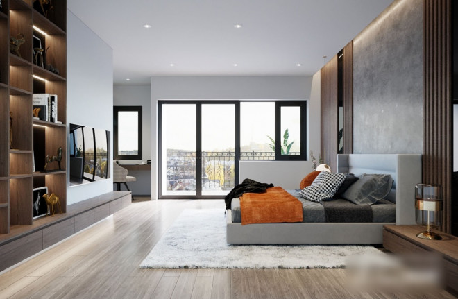 Phòng ngủ của vợ chồng Hải Quế không bày biện
quá cầu kỳ, nội thất cũng khá đơn giản.