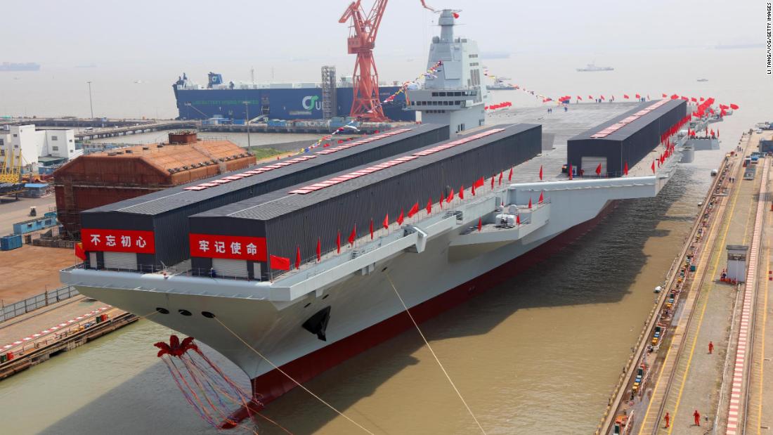 Tàu sân bay Phúc Kiến được Trung Quốc hạ thủy hồi tuần trước.