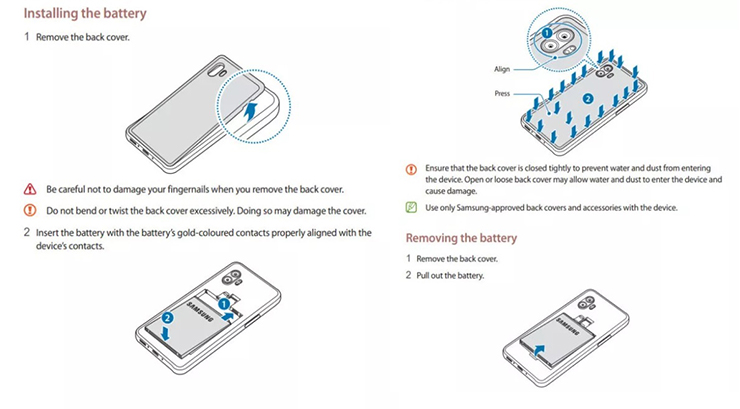 Hướng dẫn tháo lắp pin Galaxy Xcover 6 Pro.
