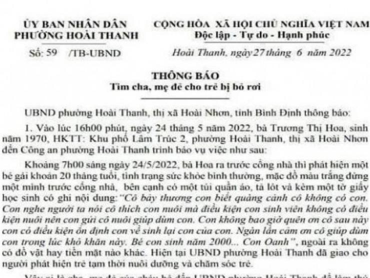 Tin tức trong ngày - Bỏ rơi con trước nhà người khác với lời hứa "có điều kiện sẽ về nhận lại"