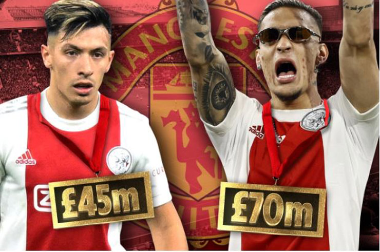 MU sẽ phải chi tới 115 triệu bảng nếu muốn sở hữu bộ đôi Ajax - Lisandro Martinez (trái) và Antony