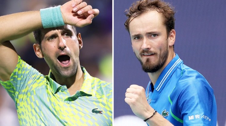 Medvedev (bên phải) vượt Djokovic (bên trái) trên bảng xếp hạng các tay vợt nam giành vé tới Turin tham dự ATP Finals 2023 (giải đấu dành cho 8 tay vợt mạnh nhất năm vào cuối năm)
