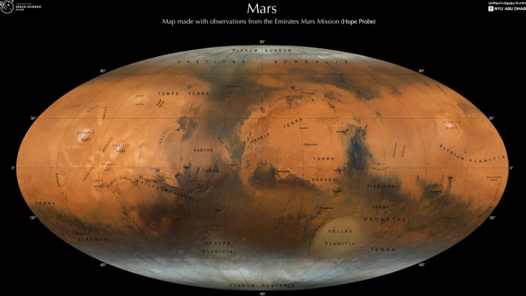 Bản đồ Sao Hỏa hứa hẹn cung cấp nhiều cơ sở thú vị cho các nghiên cứu khoa học về hành tinh được giới khoa học vũ trụ quan trọng hàng đầu - Ảnh: NYUAD