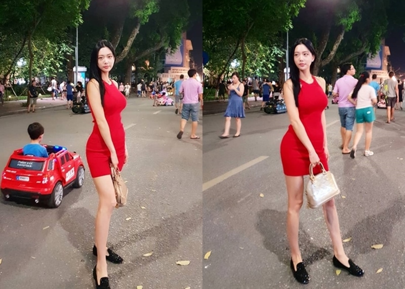 Clara Lee tại phố đi bộ Hồ Gươm, Hà
Nội năm 2018