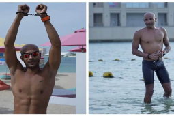 Thể thao - Kình ngư bị còng tay vẫn lập kỷ lục Guinness khi bơi 11 km