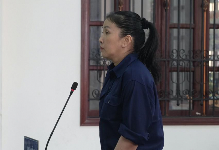 Bị cáo Nguyễn Thị Bích Thủy tại phiên toà sáng nay. ẢNH: SONG MAI