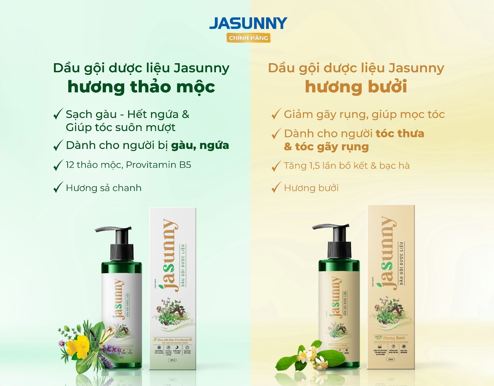 Dầu gội dược liệu Jasunny giúp tóc suôn mượt hơn