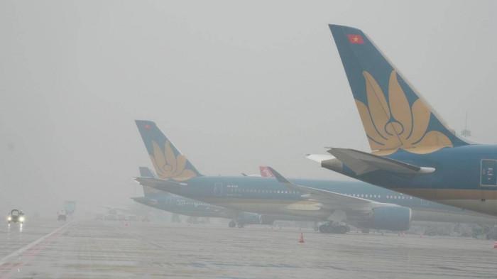 Sương mù dày đặc ở sân bay Nội Bài. Ảnh: Cục Hàng không Việt Nam.