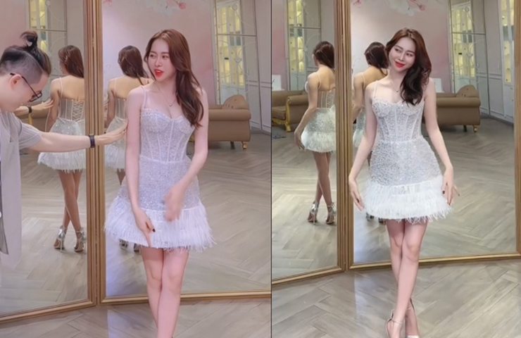 Cách đây không lâu, đoạn clip Việt Phương Thoa đi thử váy cưới khiến người hâm mộ suy đoán cặp đôi sắp có tin vui.
