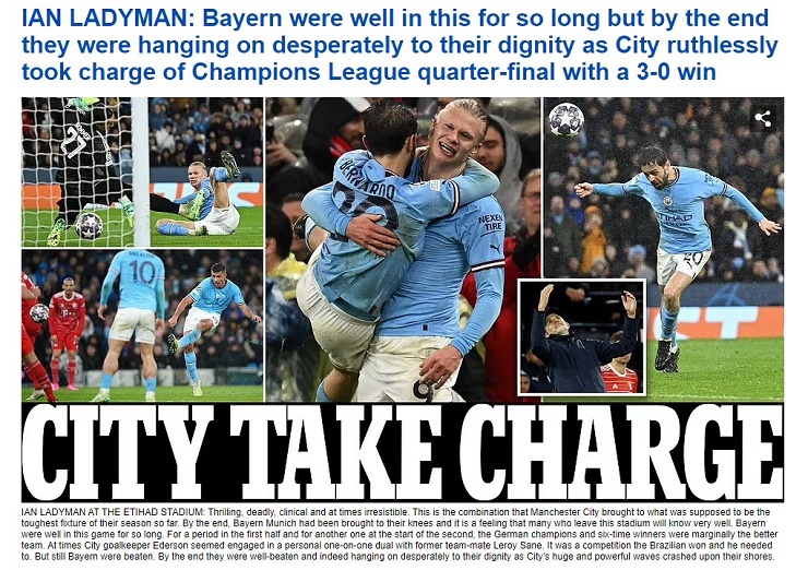 Tờ Daily Mail ca ngợi màn trình diễn của Man City