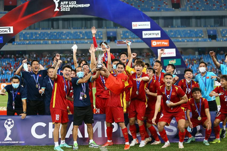 Ngôi vô địch U-23 Đông Nam Á của thầy trò HLV Đinh Thế Nam vào năm 2022. Ảnh: AFF