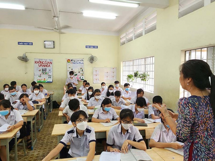 Một tiết học ngữ văn của học sinh lớp 9 Trường THCS Trần Quang Khải, quận 12. Ảnh: NGUYỄN QUYÊN