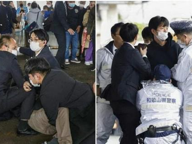 VIDEO: Trấn áp nghi phạm ném bom khói khiến thủ tướng Nhật phải sơ tán