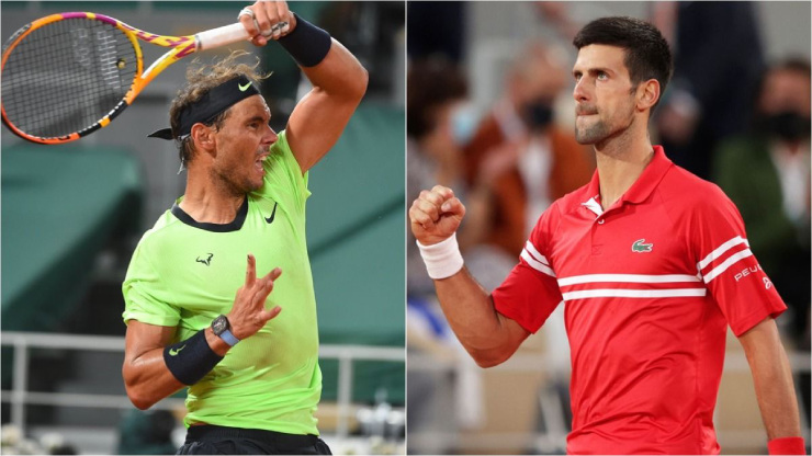 Nadal (áo xanh) và Djokovic (áo đỏ) nhận sự tôn trọng từ các ngôi sao đương đại
