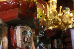 Tin tức trong ngày - Bức tượng 'đầu người đội Phật' hơn 1.000 năm tuổi ở Nghệ An