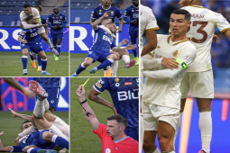 Bóng đá - Ronaldo ăn thẻ vì chơi "đấu vật", bất lực nhìn Al Nassr thảm bại ở derby