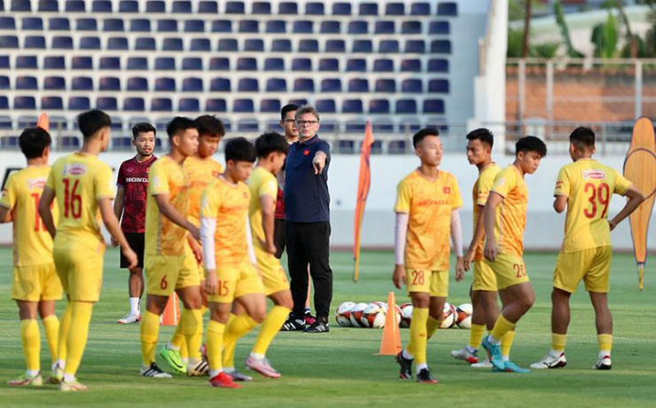 Huấn luyện viên Troussier và U22 Việt Nam hướng đến mục tiêu vô địch SEA Games 32.&nbsp; Ảnh: VFF.