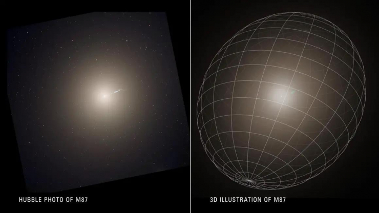 Hình ảnh 2D và 3D của thiên hà khổng lồ M87 - Ảnh: NASA/ESA/UC Berkeley