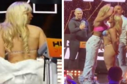 Thể thao - 2 mỹ nhân bikini làm trò "đỏ mặt" trên võ đài, kiệt sức vì chiến thắng