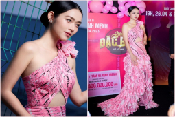 Phim - Diệp Bảo Ngọc "chiếm spotlight" thảm đỏ "Lật Mặt 6" với chiếc váy in 2.000 vé số