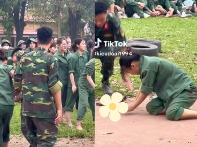 Bạn trẻ - Cuộc sống - Clip nữ sinh "lăn xả" khi học quân sự gây sốt, dân mạng nể phục tinh thần quyết tâm