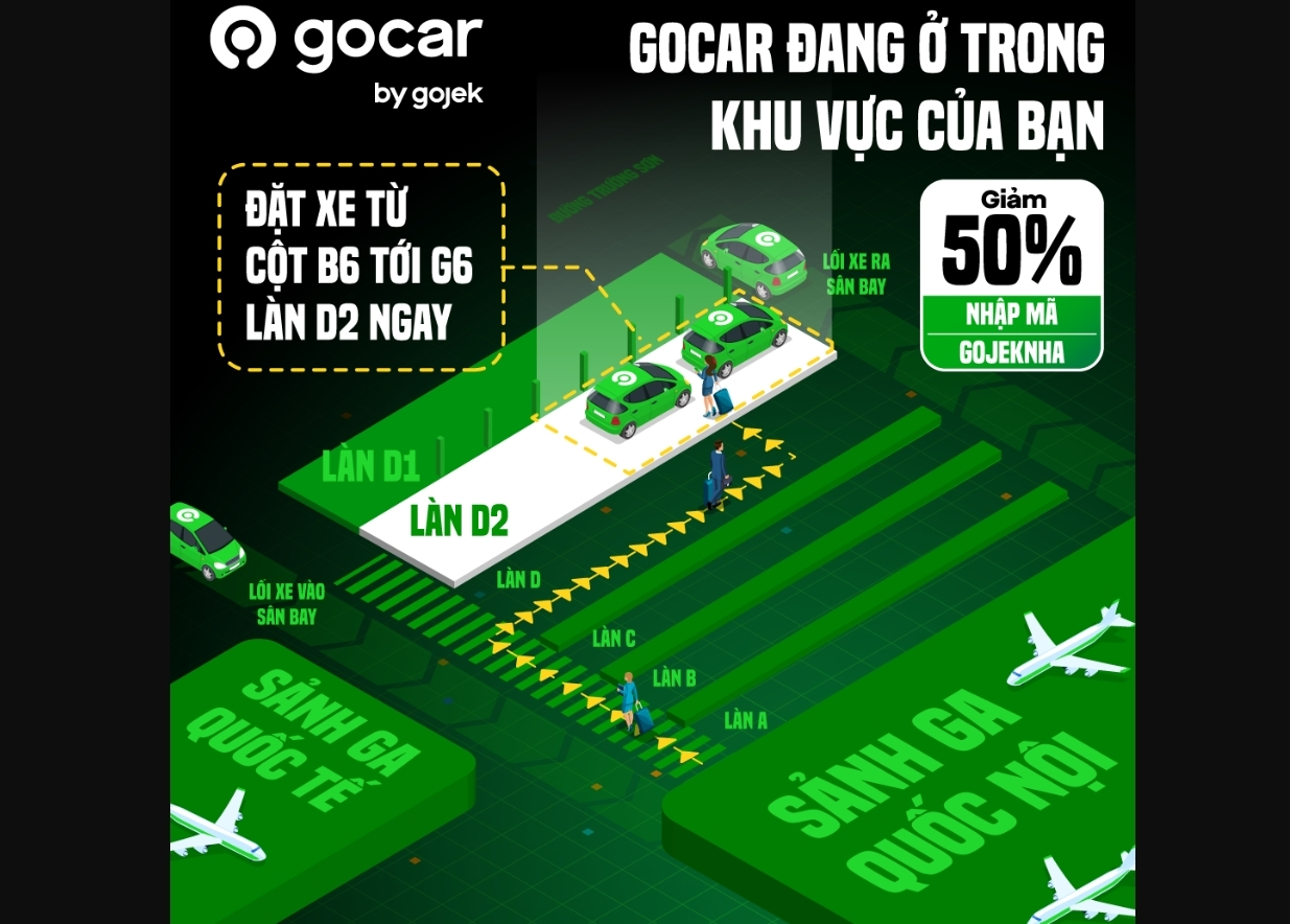 Từ đầu năm 2023 Gojek chính thức triển khai dịch vụ gọi xe công nghệ GoCar tại sân bay Tân Sơn Nhất, TP.HCM.