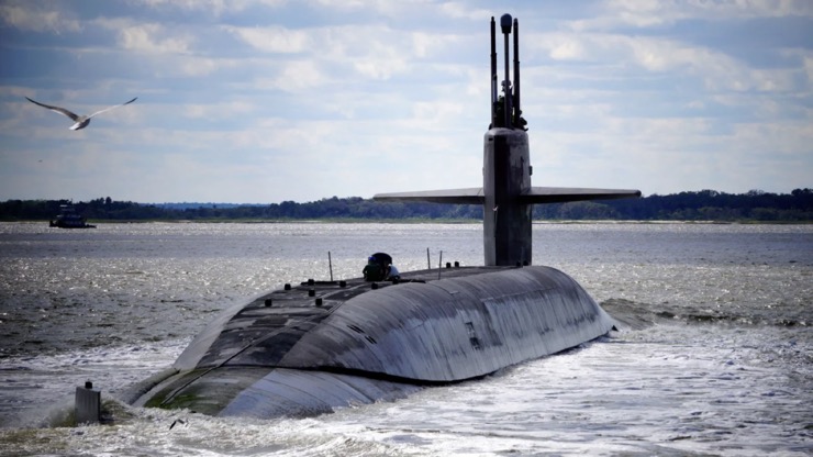 Tàu ngầm hạt nhân USS Alaska quay về căn cứ hải quân ở bang Georgia, Mỹ vào ngày 2/4/2019.