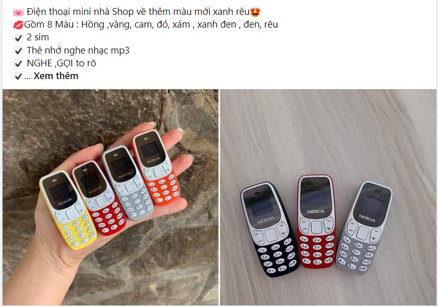 Những chiếc điện thoại mini đang được rao bán giá rẻ trên chợ mạng. Ảnh chụp màn hình.