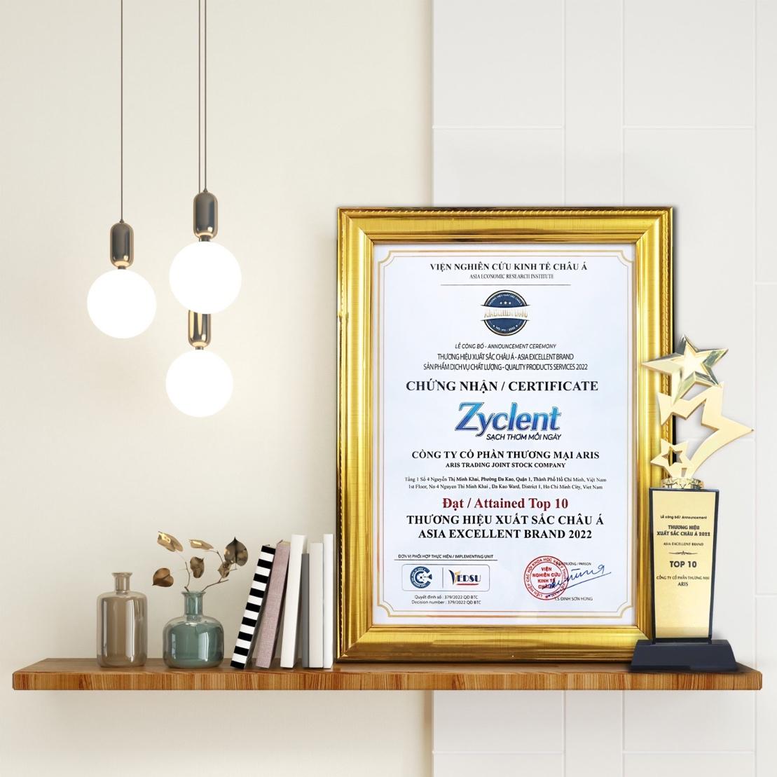 Chứng nhận Đạt TOP 10 Thương Hiệu Xuất Sắc Châu Á 2022