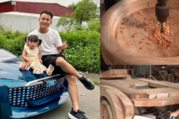 Ông bố Việt "gây sốt" mạng xã hội khi tự tay chế tạo xe Audi bằng gỗ tặng con gái