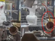 Bạn trẻ - Cuộc sống - Robot &quot;học việc&quot; phục vụ ở quán café bị lỗi, cư dân mạng bình luận cực hài hước