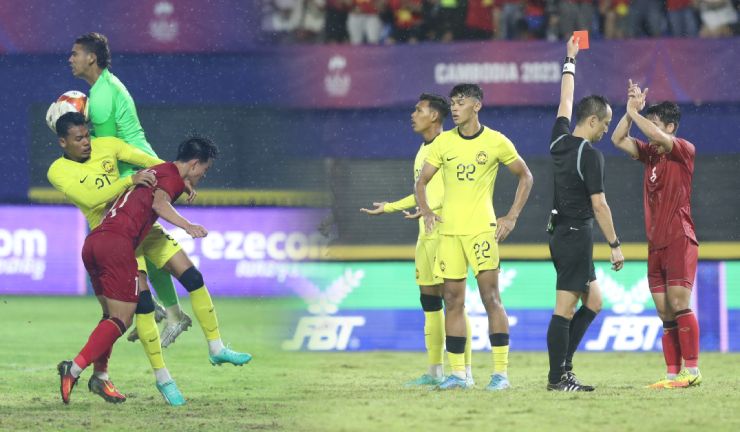 Cầu thủ Malaysia &#34;giở võ&#34; đánh nguội Thanh Nhàn, ăn 2 thẻ đỏ sau 3 phút - 1