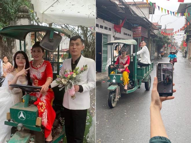 Hình ảnh rước dâu của một đám cưới ở Đông Anh, Hà Nội được chia sẻ rộng rãi trên mạng xã hội