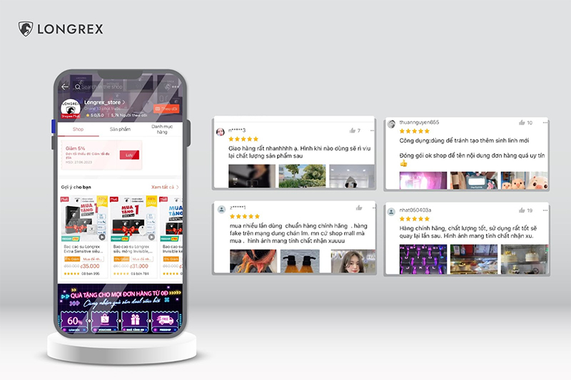 Longrex nhận được nhiều đánh giá tích cực trên sàn TMĐT